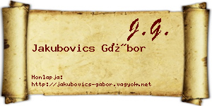Jakubovics Gábor névjegykártya